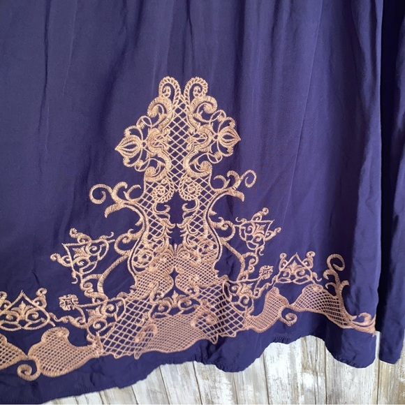 Flying Tomato Navy Embroidered Wide Sleeve Dress - Picture 2 of 6